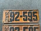 Rare 1920 Michigan License Plate Plates Pair Original With Wear Chevy Ford Etc 