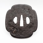 Tsuba  plum Tree Beneath The Moon  Iron Japanese Antique Sword Fitting Samurai