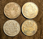  4  Canada Silver George Vi Silver Half Dollars- 1939  1941   1944  800 Silver