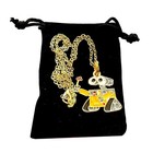 Wall-e Cartoon Droid Enamel Metal Pendant Chain Necklace In Small Velvet Bag