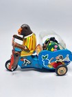 Vtg Red China Friction Tin Toy Monkey Chimp On Tricycle Motorcycle Mf-801