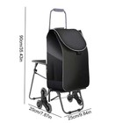 Foldable Stair Climbing Cart With Seat Tri Wheel Grocery Trolley Waterproof Bag