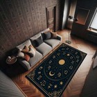 Zodiac Sun Rug With Horoscope Signs And Golden Stars     Celestial Astrology Carpe