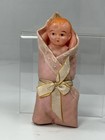 Vintage Japan Celluloid Baby Doll Original Pink Swaddle Blanket  Nursery Toy