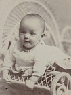    antique    Black And White B w Photo Of A Baby In A Wicker Chair - Infant Photo