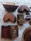 Antique Architectural Salvage Wood Brass Decorative Ornate Elements Trim