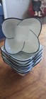 Vintage Japanese Square Petal Bowls In White And Blue Set Of 5