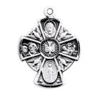 Petite Sterling Silver Holy Spirit 4-way Cross Catholic Medal Pendant Necklace