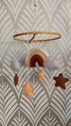 Baby Crib Mobile Rainbow Star Feather Felt Boho Nursery D  cor Brown Cream Pink