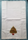 Vintage Tea Or Guest Towel  Linen  Christmas Tree Embroidery  14  X 22  White