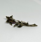 Vintage Selena Purple Orchid Brooch     Enamel Floral Pin With Rhinestones