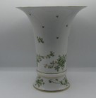 Vintage Hollohaza Hungary Green Floral Gold Vase Flared 10    X 8 