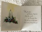 Unused Christmas Candles Drip Blue Ornaments Vintage Greeting Card 1940s 1950s P