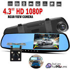 Dual Lens 1080p Hd Car Auto Dvr Mirror Dash Cam Recorder rear View Camera