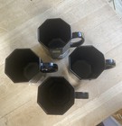 Vintage Arcoroc France Black Glass Octagon Octime Coffee Mugs Cups Set Of 4 New