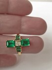 Art Deco Antique 3 10 Ct Green Emerald Vintage Wedding Ring 14k Yellow Gold Fn