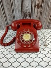 Vintage Working Itt Rotary Telephone Classic Red Desk Phone Mcm Decor