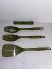 Vintage Foley Avocado Green Plastic Mid Century Kitchen Utensil Set With Holder