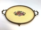Antique Victorian Vanity Tray Perfume Dresser Floral Petite Needlepoint Austria