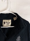 Vintage Silk Circa 1969 Shirt Mens L Black Geometric Button Up 100  Silk