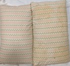 Pair 2 Vintage Feather Pillow Farmhouse Pink   White Floral Ticking  27  X 16 