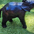 Vintage Leather Wrapped Sculpture Statue Figure Roaring Elephant 15  X 13 