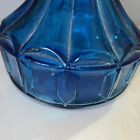 Vintage Turquoise Blue Bottle With Stopper Genie Style Decanter Press Glass 11   