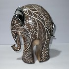 Boho Elephant Resin Figurine Animal Statue Silver Ears Home Decor 7 5h X 7 5 l