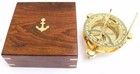 Antique Sundial Compass Brass Nautical Wooden Box Vintage London West Maritime