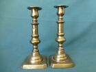 Pair Of Antique Brass Push Up Candlesticks