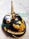 German Leather Spike Helmet Wwi Prussian Pickelhaube Helmet With Brass Accents