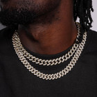 Mens Cuban Link Chain Miami Cuban Necklace 18k Gold Silver Diamond Cut Stainles