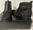 Marc Joseph New York Black Nubuck Ankle Boots Kids Size 2 New In Box