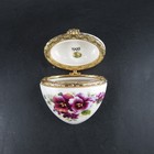 Vtg 1999 Heart Shaped Purple Pansies Motif Hinged Porcelain Trinket Box W  Lid
