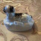 Antique Staffordshire Inkwell Dog With Rabbit C  1865 4 5x3 75   