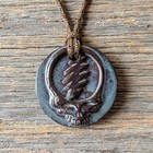 Stealie Steal Your Face Grateful Dead Necklace Handmade Jewelry In Slate
