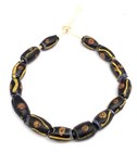 14 Antiquebeads Wound Venetian Black W  Decor Glass African Trade Beads-ghana