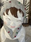 Vintage 1980 s Ceramic Christmas Snowman Lighted Woman W Hand Muff  scarf 10 5