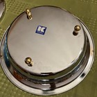 Kromex Chrome   Brass Covered Serving Dish Bowl Vintage Mcm Pyrex Insert Baking