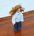Dollhouse Girl Doll Modern Curly Hair Porcelain Poseable 1 12 Scale Miniature
