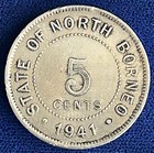 1941-h North Borneo     5 Cents     High Grade     Low 1m Mintage     Scarce 