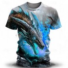 Men s Casual 3d Wind Dragon Printed Short-sleeved T-shirt