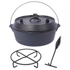 6qt 8qt 12qt Camp Dutch Oven Pre-seasoned Cast Iron Dutch Oven Pot W  Lid  Rack