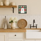 White Samoyed Christmas Poinsettas Framed Metal Print Wdk8799mfp88