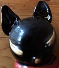 Vintage Black W  Yellow Eyes  devil  Cat Ceramic Piggy Bank W  Stopper 6 5  Tall