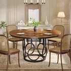 Lesley 47 2 In  Classic Brown Column Wood Dining Table With Metal Base seats 4   6