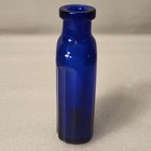 Antique 1 Oz Cobalt Blue Ribbed Poison Bottle Cork Top Tooled Lip 1890s Vtg