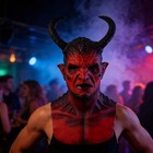 Realistic Latex Demon Mask With Horns Full Face Halloween Cosplay