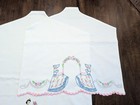 2 Hanger Covers Hm W up-cycled Vtg White Pillowcases Hand Embr W diff  belles 