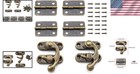 Retro Antique Jewelry Box Hinge And Latch Kit - Brass Plated 2x Hasp   4 Hinges
